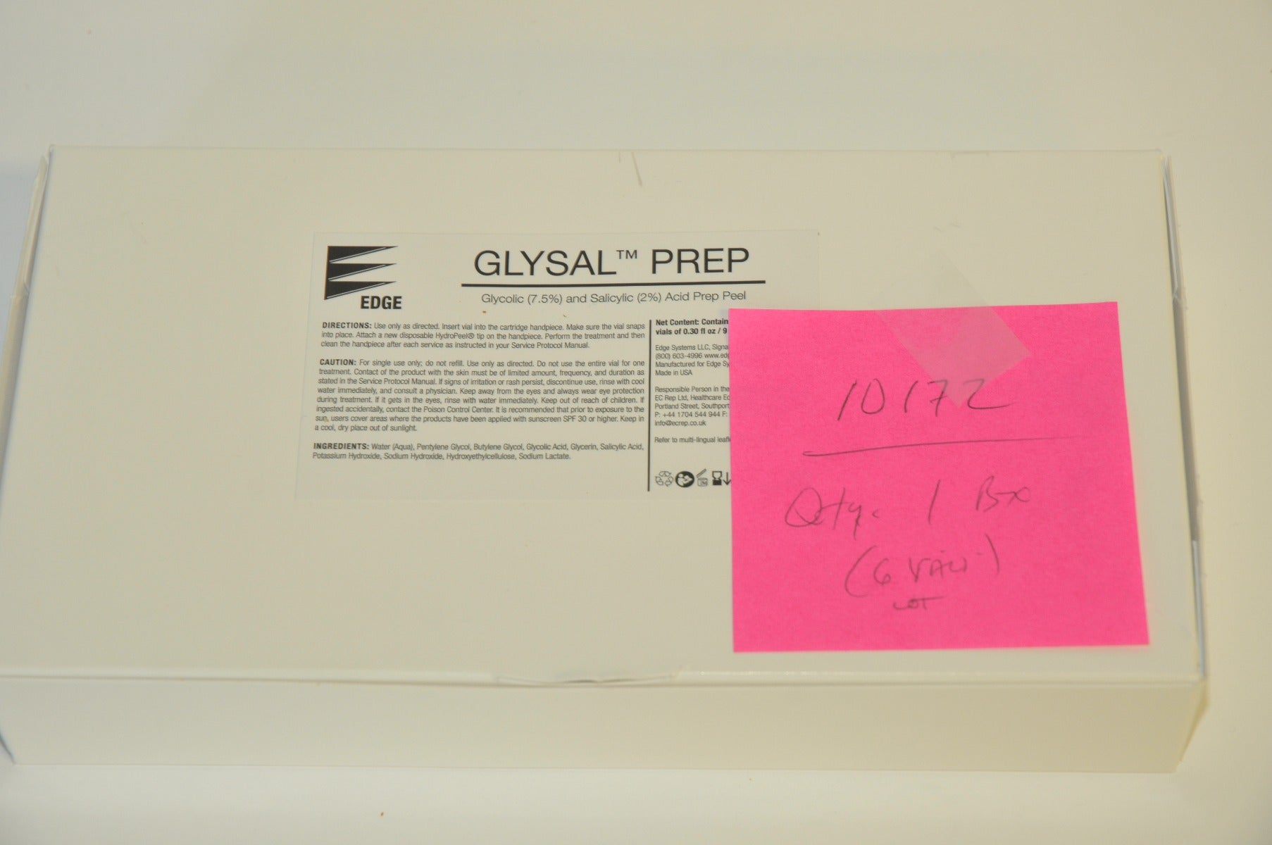 Edge Systems Hydrafacial Glysal Prep Glycolic Salicylic Acid Serum Qty: 6 Vials