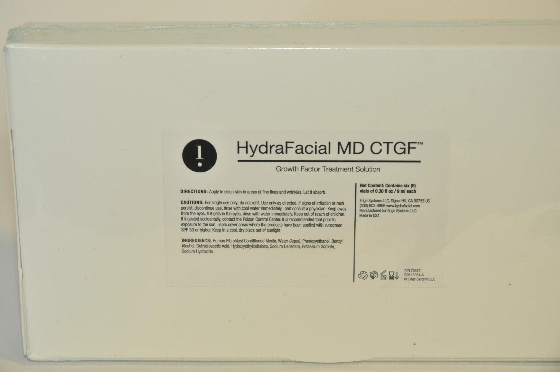 EDGE Systems Hydrafacial MD CTGF Growth Factor Treatment Solution Exp07-19