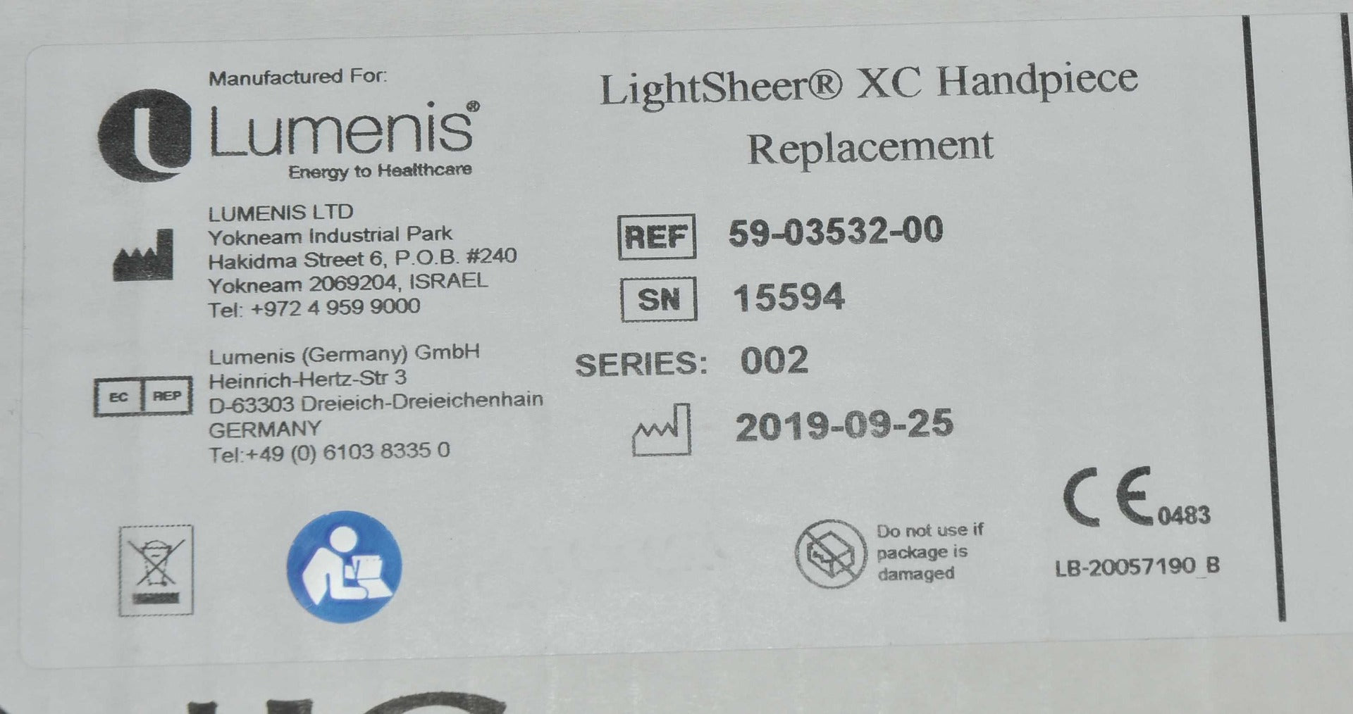 Lumenis LightSheer XC Laser Hand Piece 805nm Hair Removal 59-03532-00 Factory