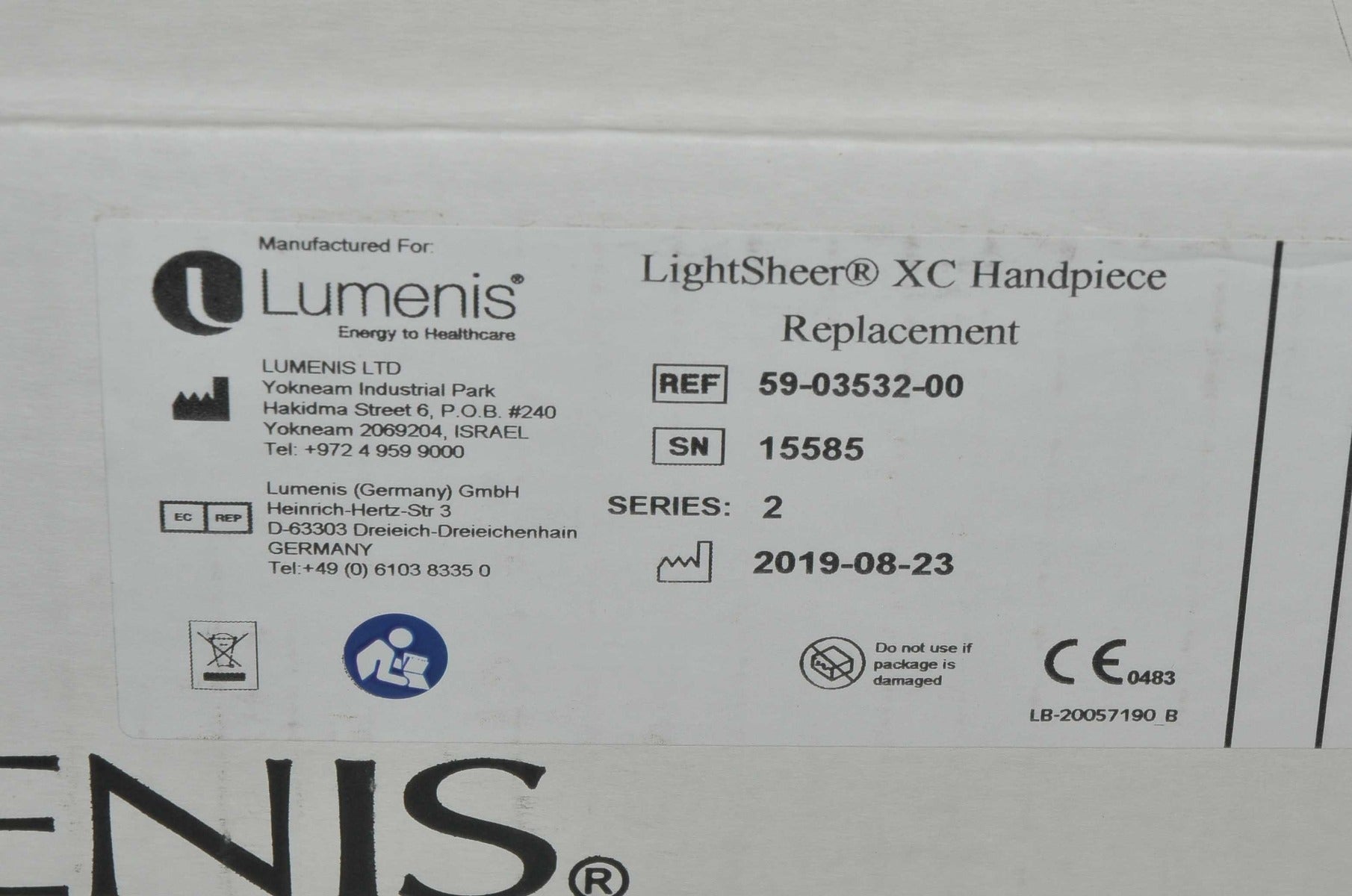 Lumenis LightSheer XC Laser Handpiece 805nm Hair Removal 59-03532-00 Replacement