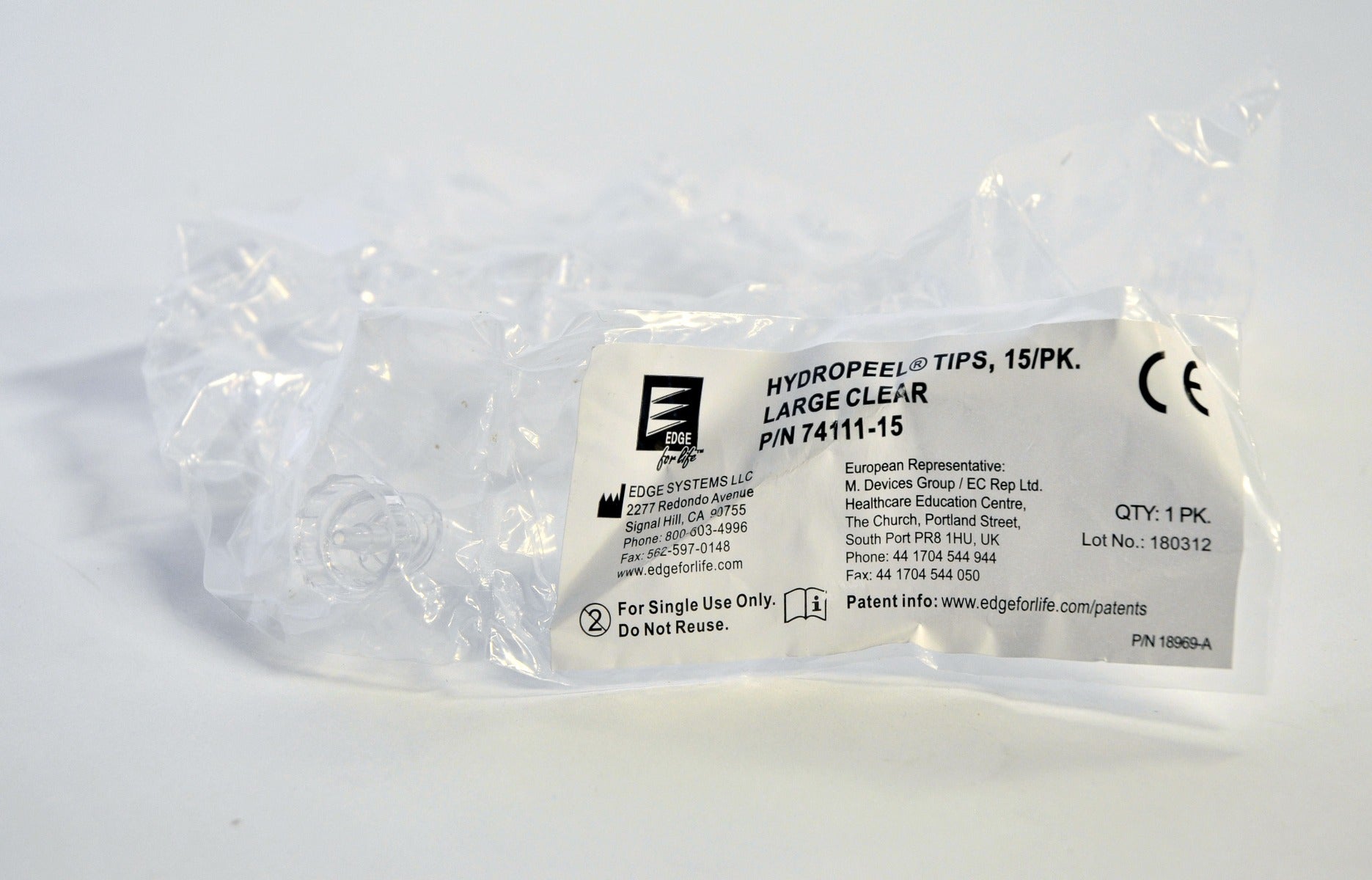 EDGE Systems Hydropeel Large Clear Tips P/N 74111-15 Hydrafacial LOT x15 Pcs