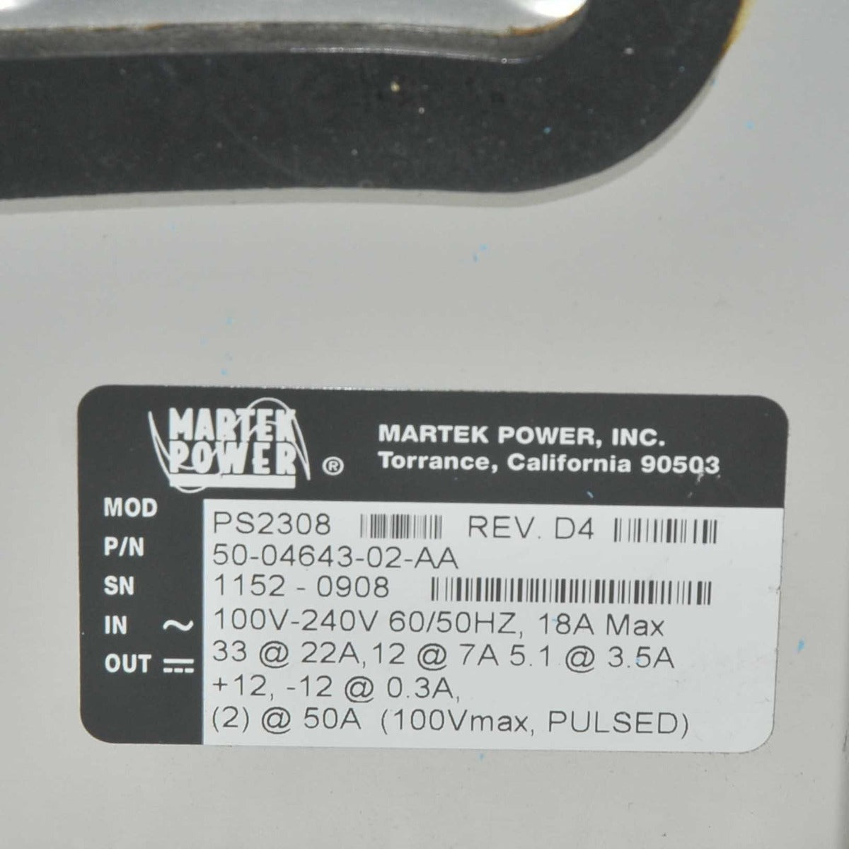 Lumenis LightSheer XC Laser 1100W Martek Power Supply Light Sheer 50585-44 NEW
