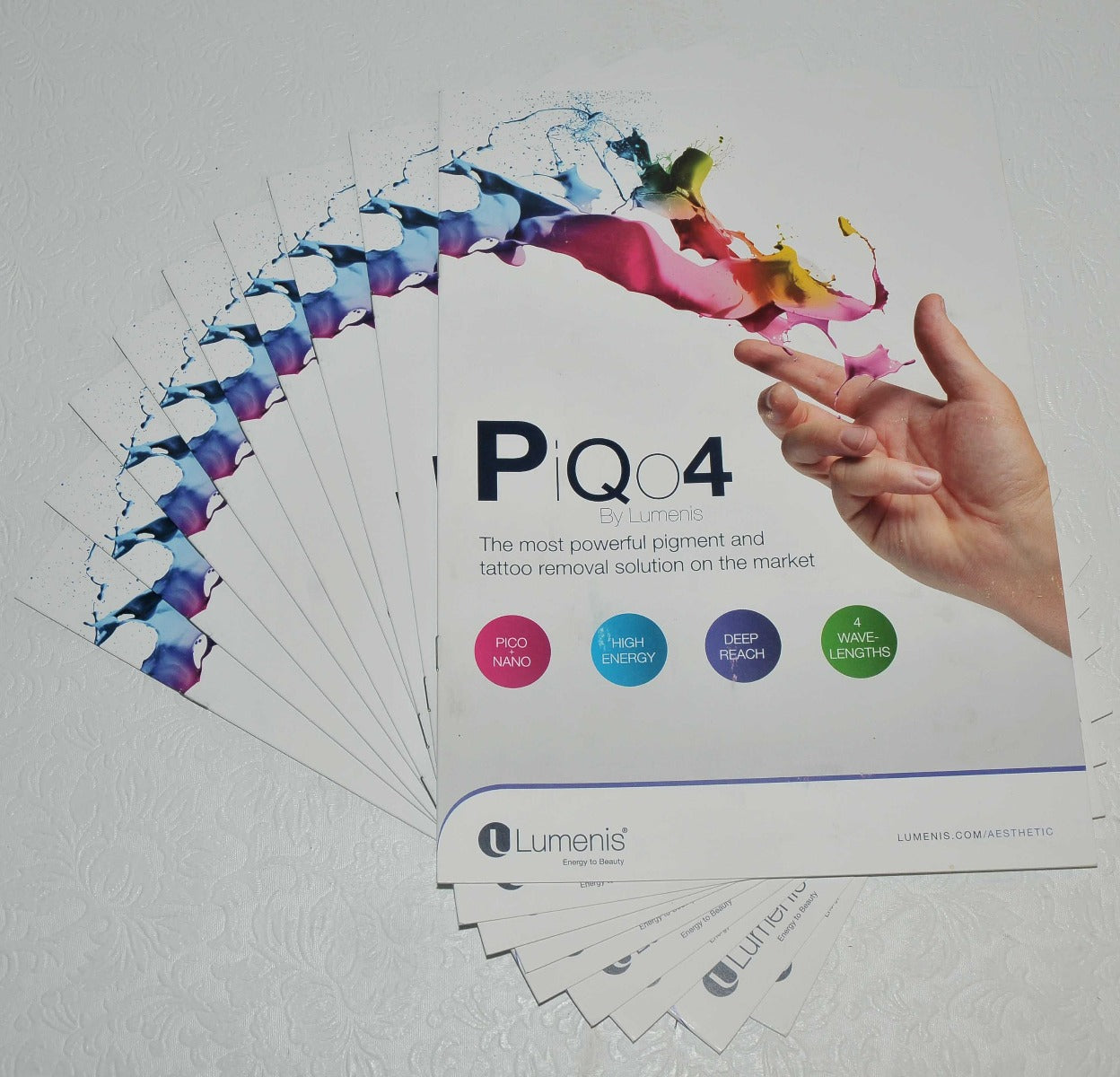 Lumenis PiQo4 Laser Tattoo Removal Patient Office Marketing Brochure PiQ04 x9Pcs