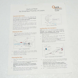 Cynosure SmartLipo Laser 600 um Blue Clear Optical Fiber Quick Reference Guide