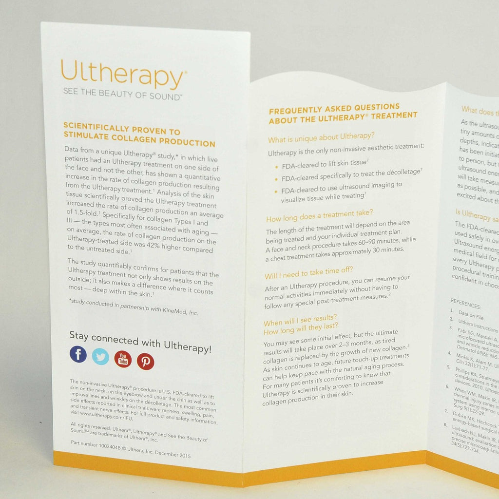 Ulthera Ultherapy Patient Brochure Advertising Ultrasound Skin Tightening x20Pcs