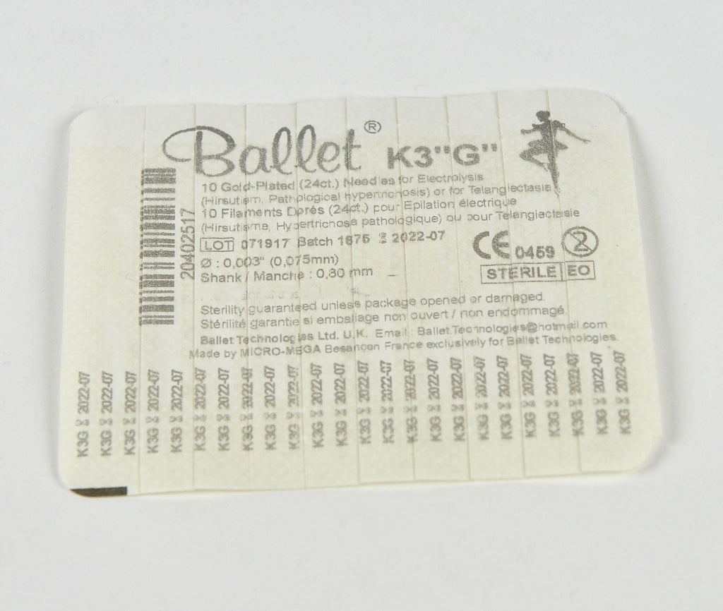 Ballet K3 G 0.075mm x 0.80mm Electrolysis Needle Filaments x50 Pcs Exp 07/22