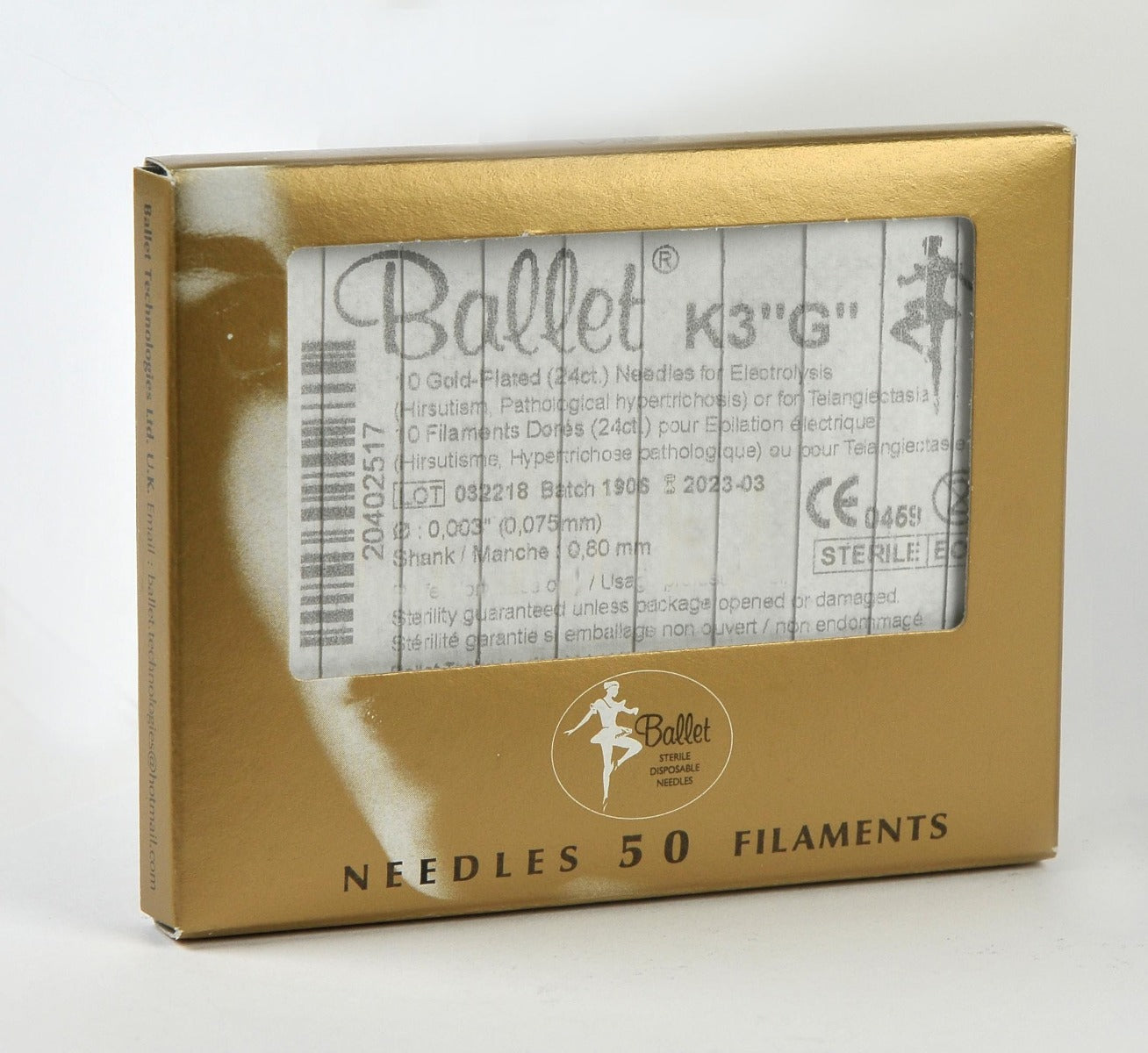 Ballet K3 G 0.075mm x 0.80mm Electrolysis Needle Filaments x50 Pcs Exp 03/23
