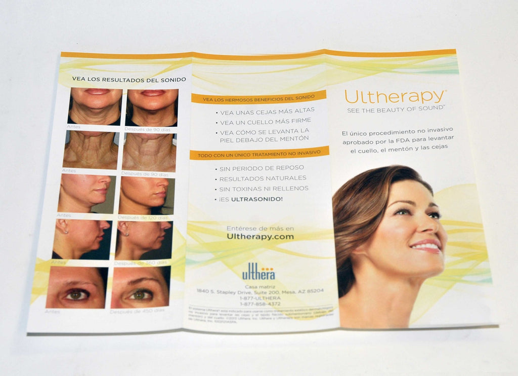 Ulthera Ultherapy Patient TriFold Brochure in Spanish Before After Photos x48Pcs