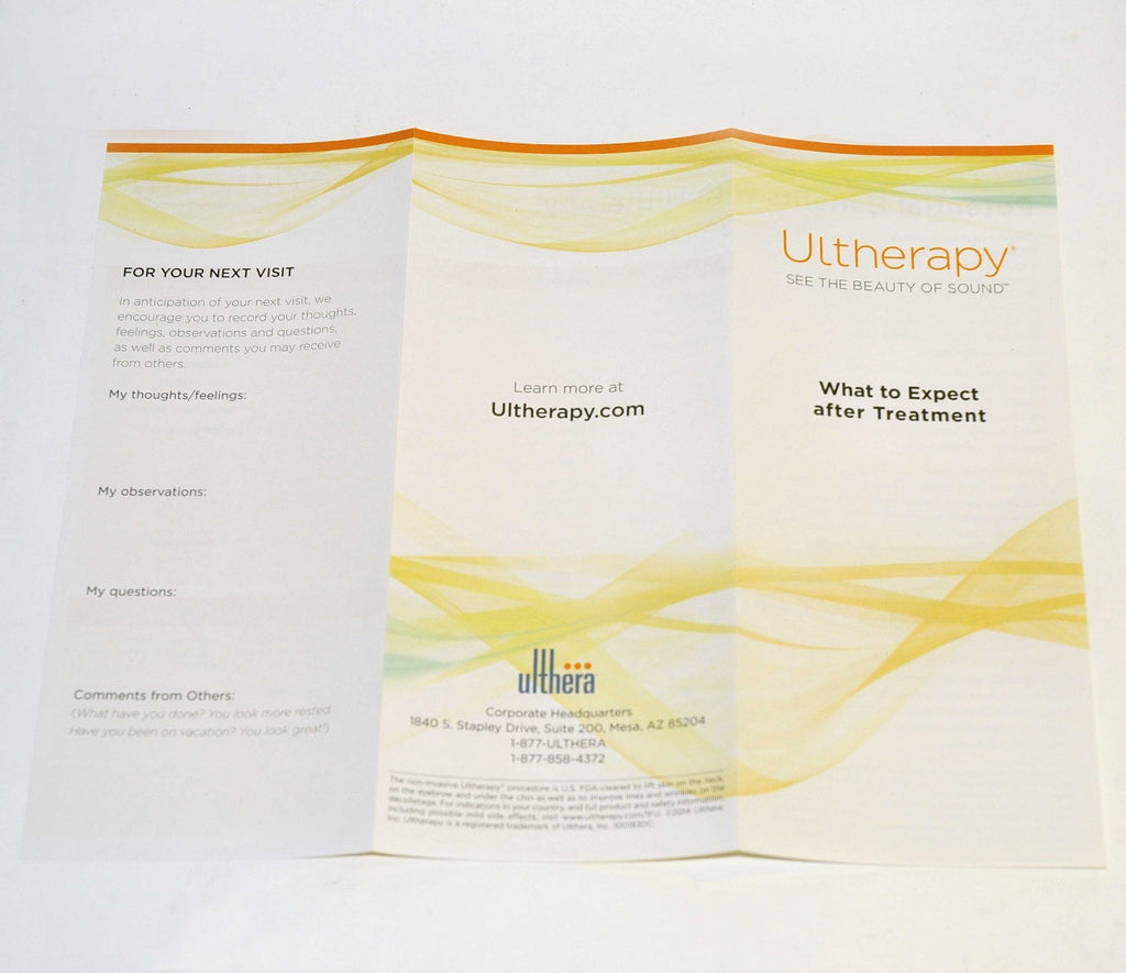 Ulthera Ultherapy Patient Brochure WHAT TO EXPECT AFTER TREATMENT Marketing 25Pc