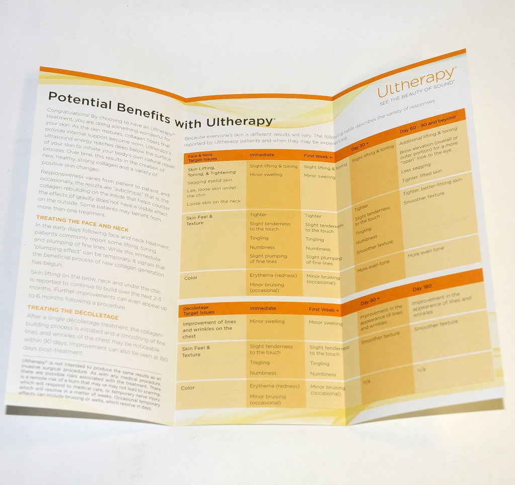 Ulthera Ultherapy Patient Brochure WHAT TO EXPECT AFTER TREATMENT Marketing 25Pc