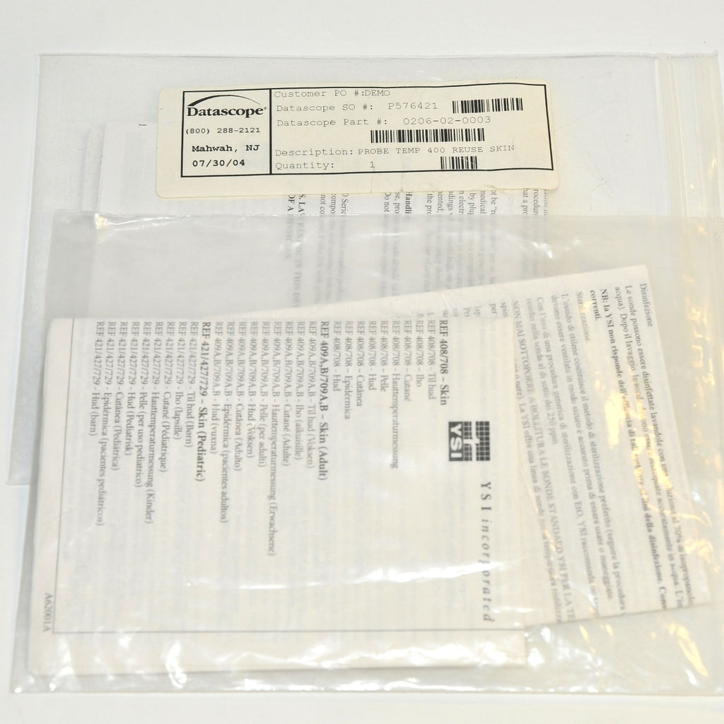 Datascope YSI 400 & 700 Series Temperature Probe Instructions Directions