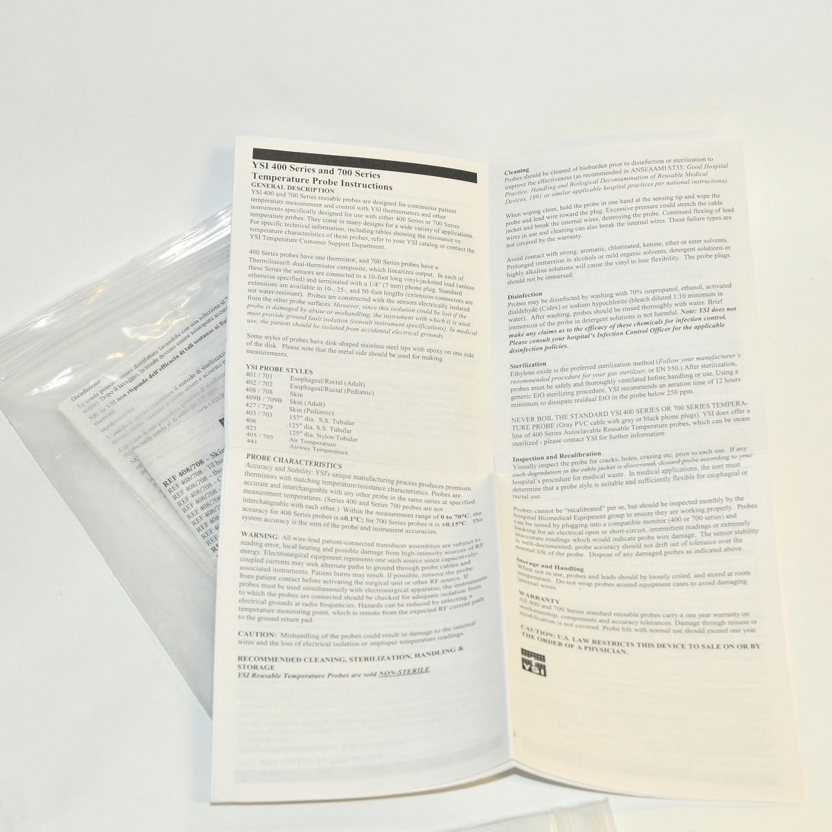 Datascope YSI 400 & 700 Series Temperature Probe Instructions Directions