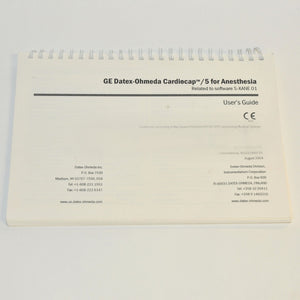 GE Datex-Ohmeda Cardiocap 5 for Anesthesia S-XANE USER's Guide Manual (60 Pgs)