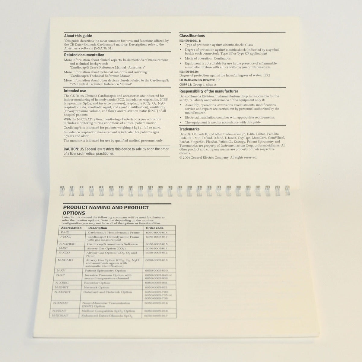 GE Datex-Ohmeda Cardiocap 5 for Anesthesia S-XANE USER's Guide Manual (60 Pgs)