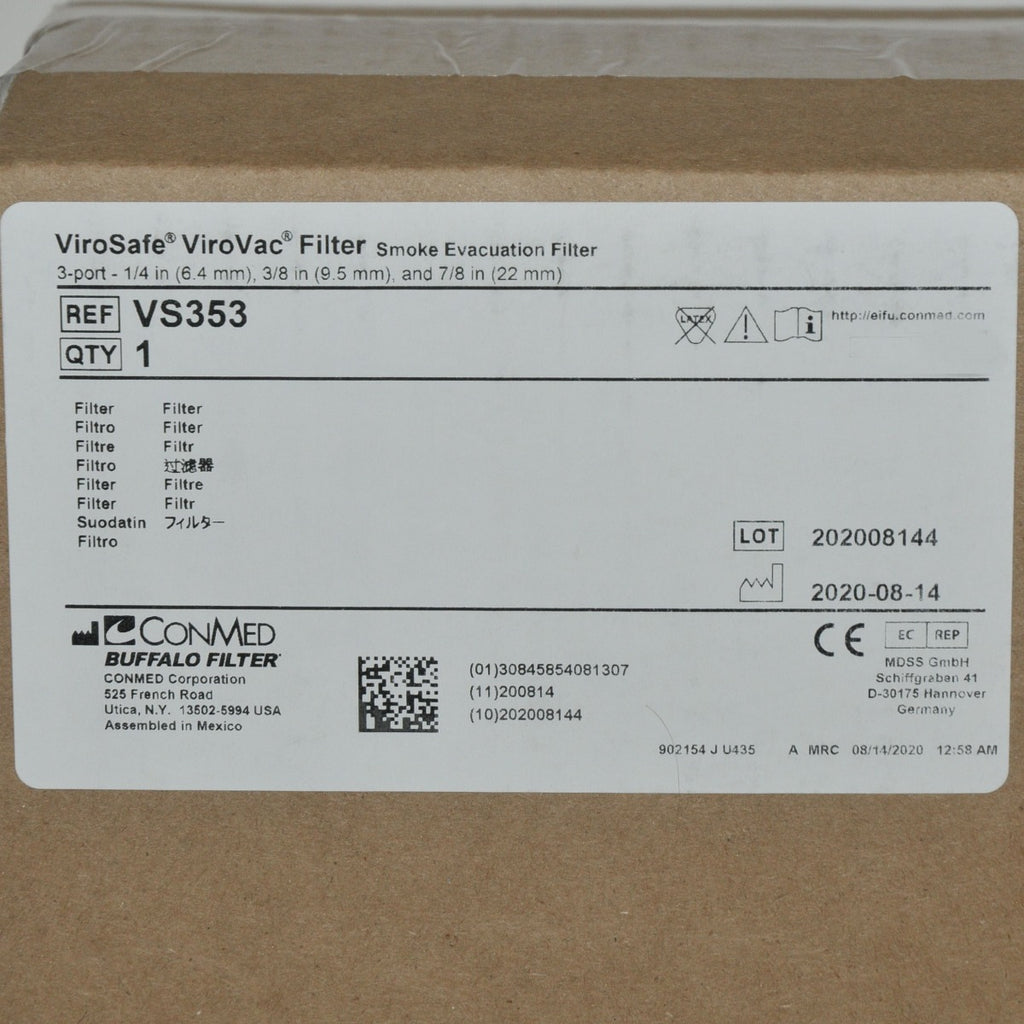Buffalo Filter ViroSafe ViroVac Smoke Evacuation Filter 3 Port 35 Hour VS353 NEW