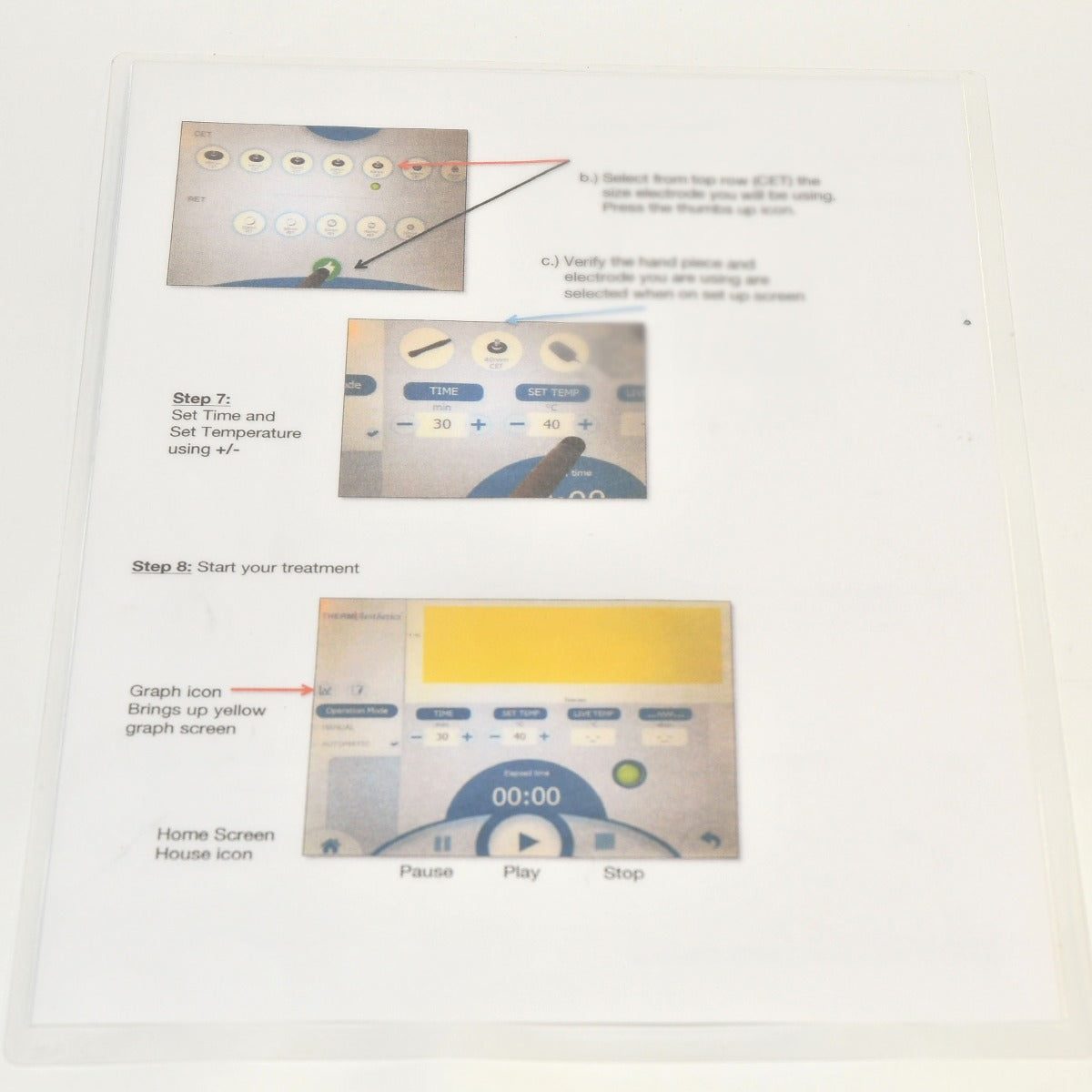 Thermi Aesthetics Thermi250 Software Setup Treatment Instruction Guide Sheet 250