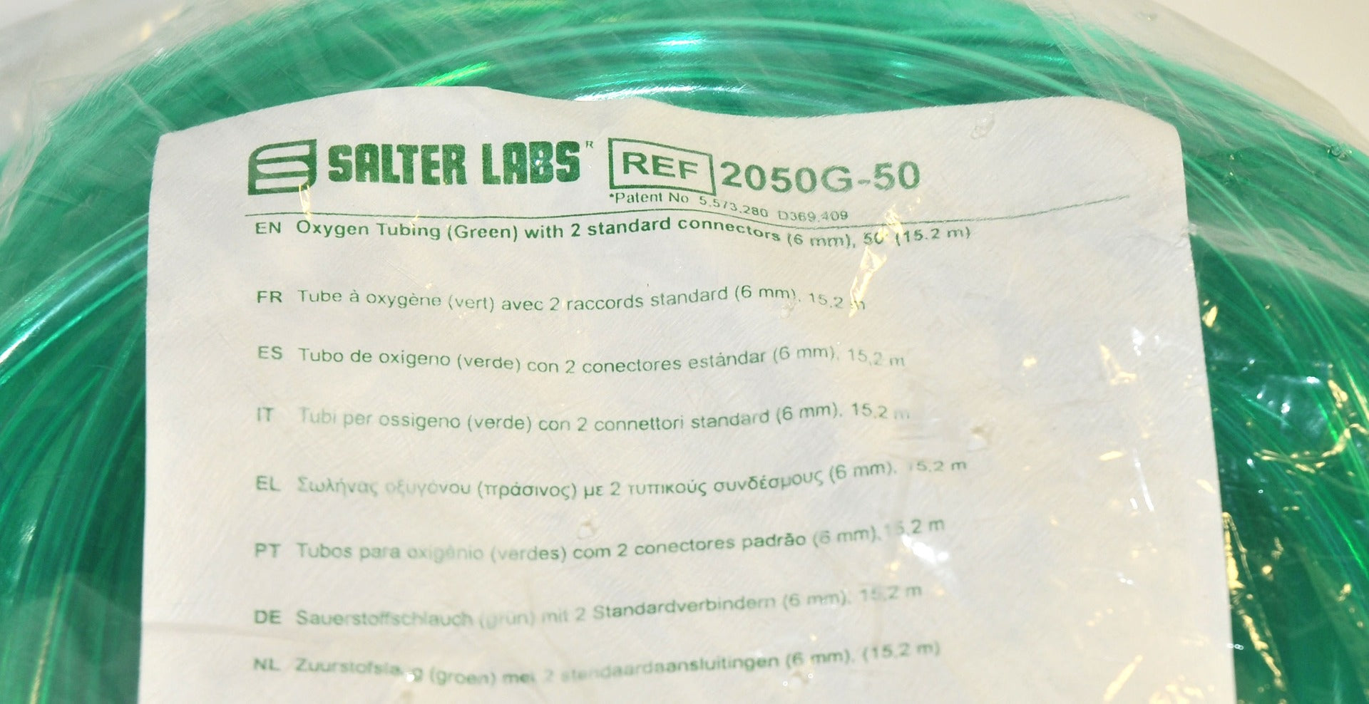 Salter Labs Green Tubing 6mm x 50' (15.2m) P/N: 2050G-50 Oxygen New NIP