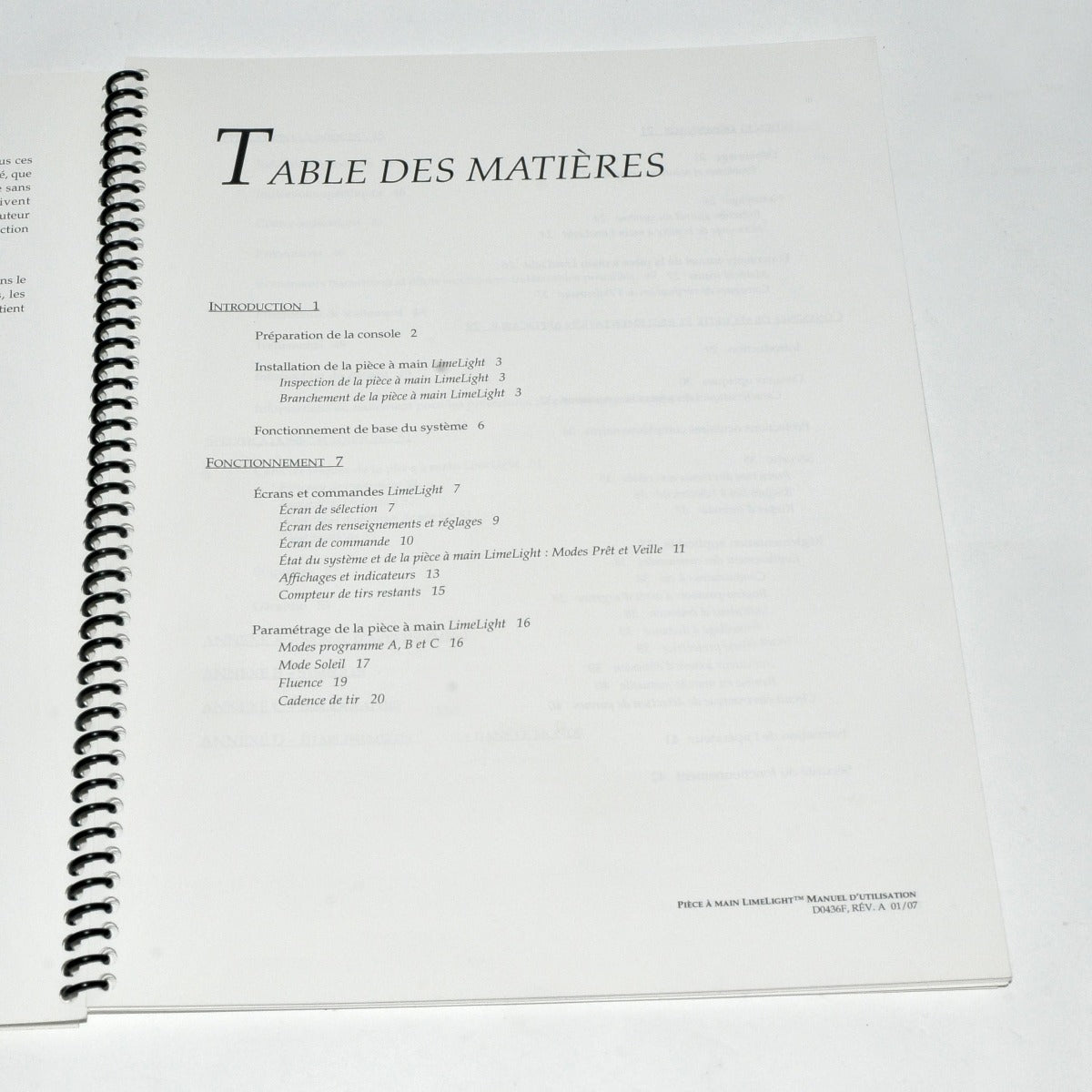 Cutera LimeLight Operator Manual User Guide FRENCH Manuel d'utilisation D0436F