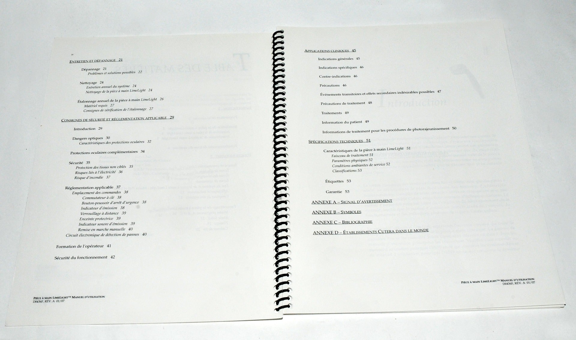 Cutera LimeLight Operator Manual User Guide FRENCH Manuel d'utilisation D0436F