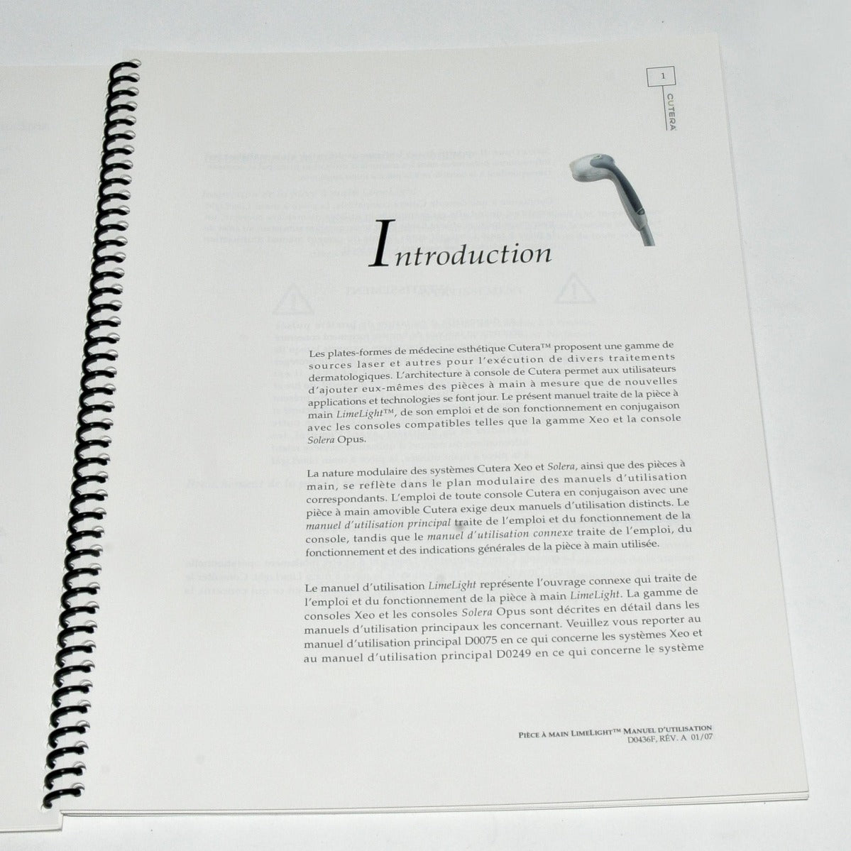 Cutera LimeLight Operator Manual User Guide FRENCH Manuel d'utilisation D0436F