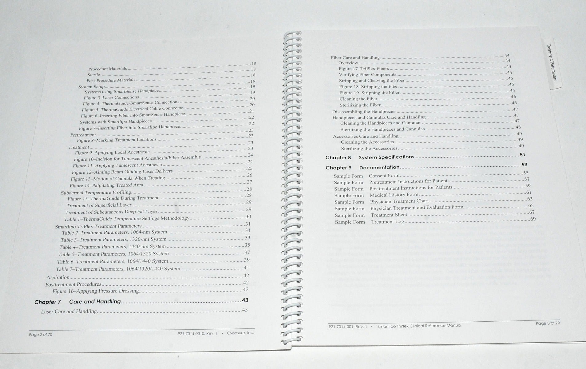 Cynosure SmartLipo TriPlex Laser Clinical Reference Manual User Operator Guide