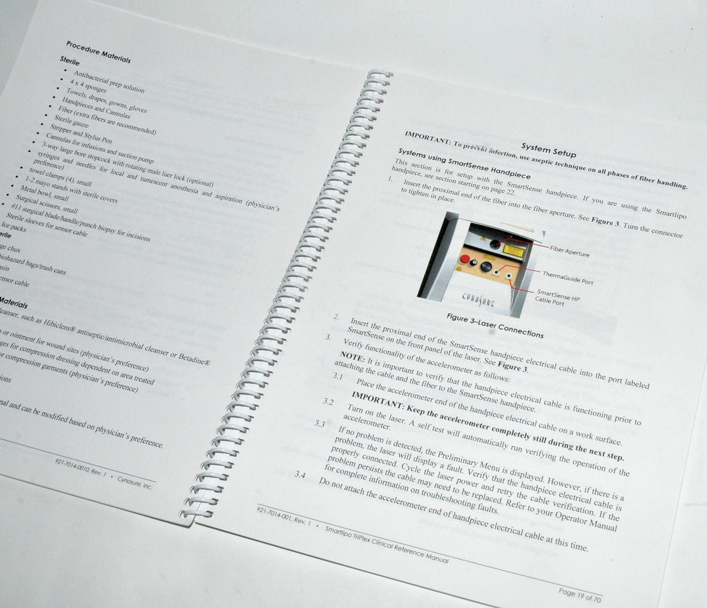 Cynosure SmartLipo TriPlex Laser Clinical Reference Manual User Operator Guide