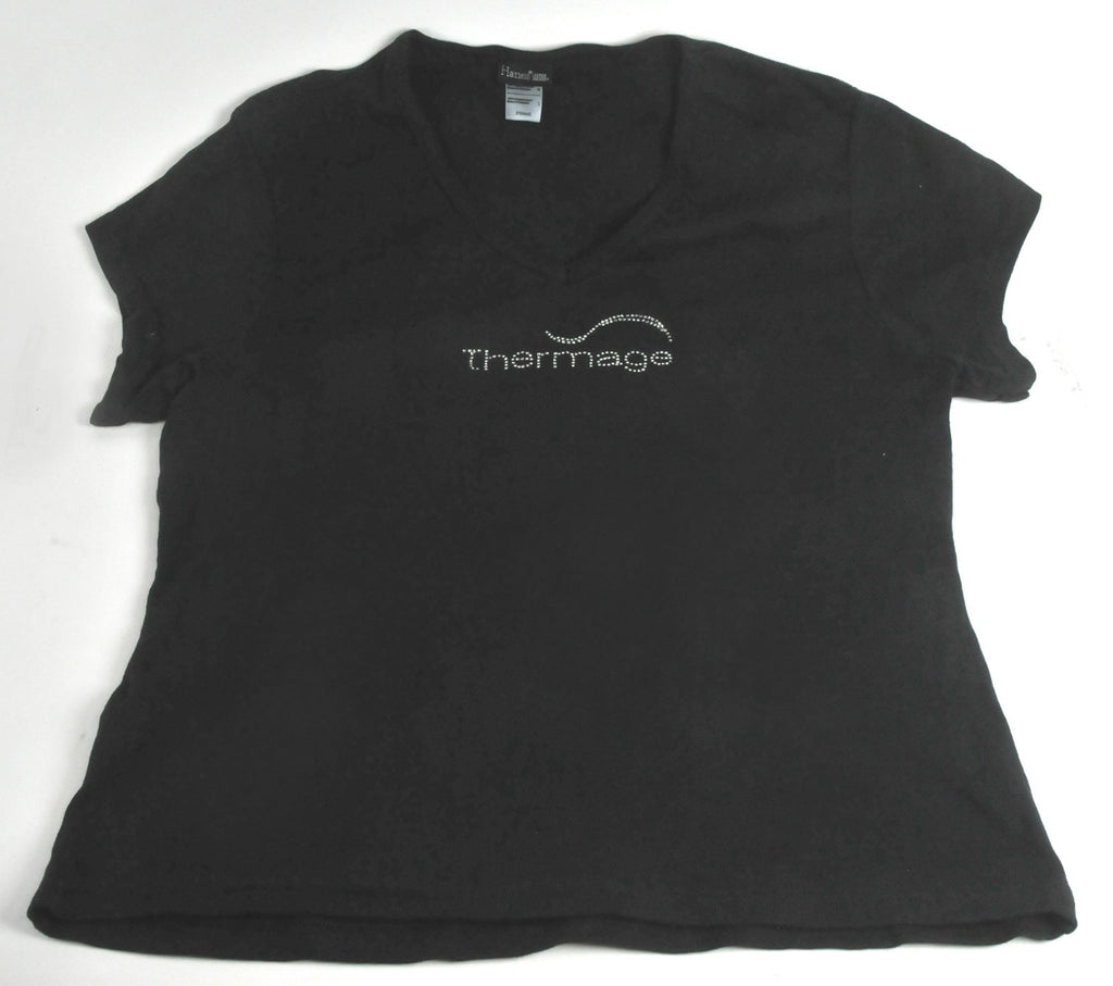 Thermage Fitted Ladies Large Black Shirt Clinician Staff L Lrg V-Neck