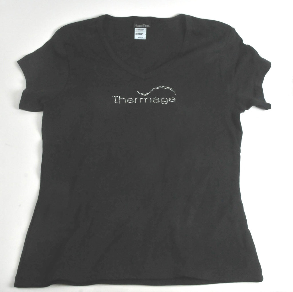Thermage Fitted Ladies Small Black Shirt Clinician Staff S V-Neck