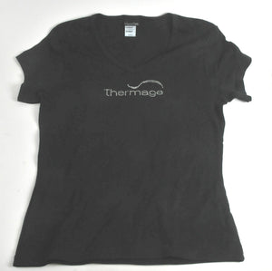 Thermage Fitted Ladies Small Black Shirt Clinician Staff S V-Neck