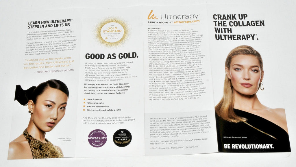 Ulthera Ultherapy CRANK UP THE COLLAGEN Patient Office Brochure Marketing x28Pc