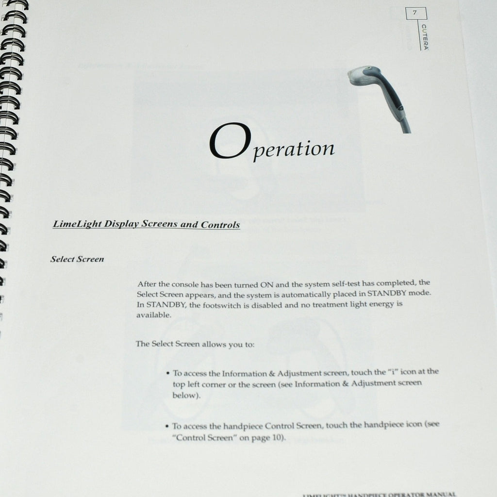 Cutera Xeo Laser LimeLight IPL Handpiece Solera Opus CoolGlide OPERATOR MANUAL