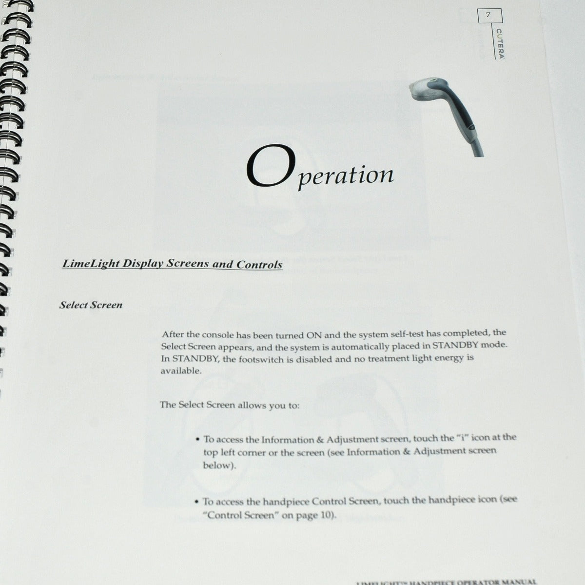 Cutera Xeo Laser LimeLight IPL Handpiece Solera Opus CoolGlide OPERATOR MANUAL