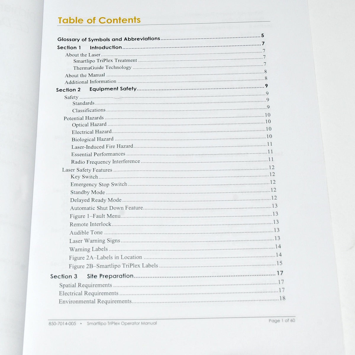 Cynosure SmartLipo TriPlex SLT II Laser Operator Manual User Reference Guide
