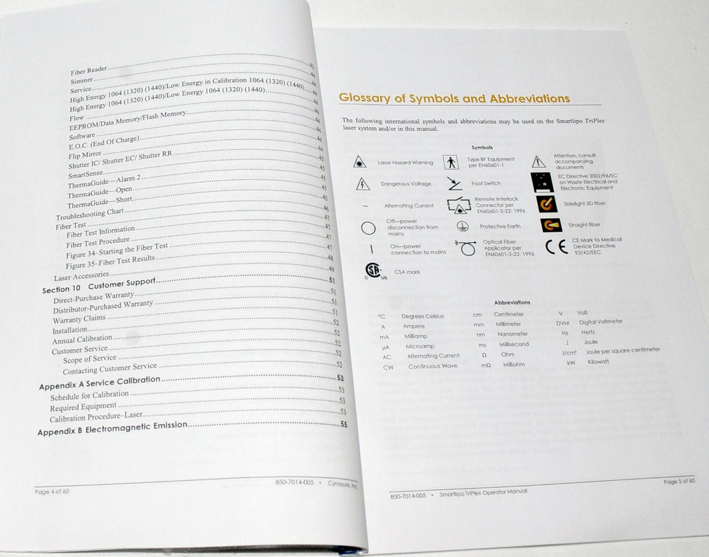Cynosure SmartLipo TriPlex SLT II Laser Operator Manual User Reference Guide