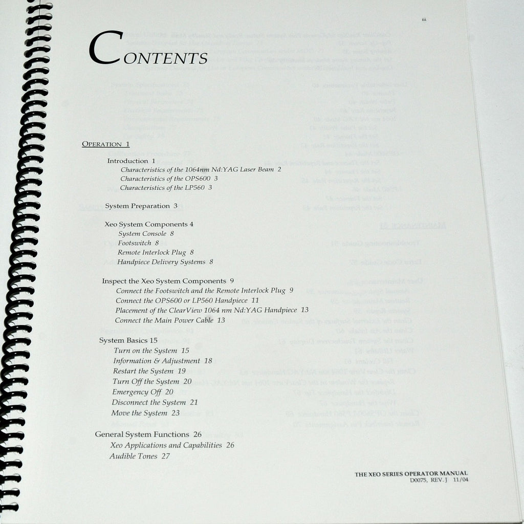 Cutera Xeo Laser Operator Manual CoolGlide SA Genesis Plus User Guide Reference