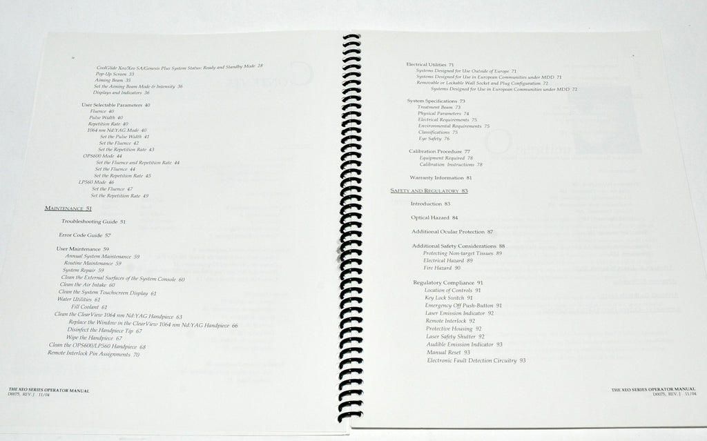 Cutera Xeo Laser Operator Manual CoolGlide SA Genesis Plus User Guide Reference