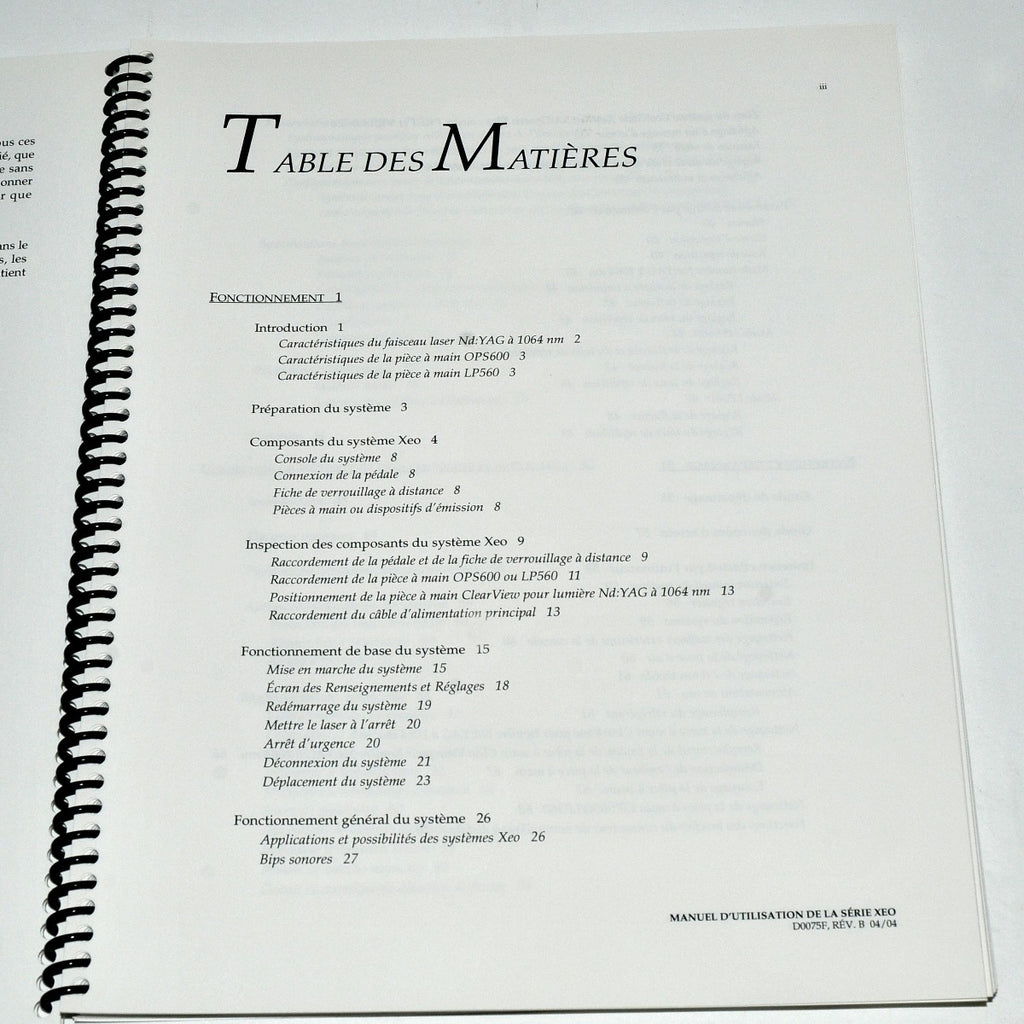 Cutera Xeo Laser Operator Manual IN FRENCH CoolGlide SA Genesis Plus User Guide