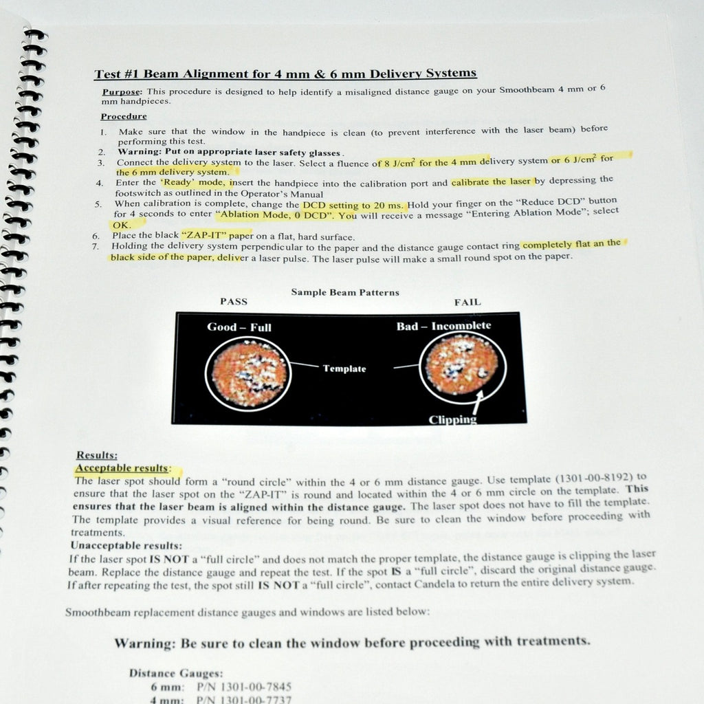 Candela SmoothBeam Laser Delivery System User 4 6mm Verification Procedure Guide