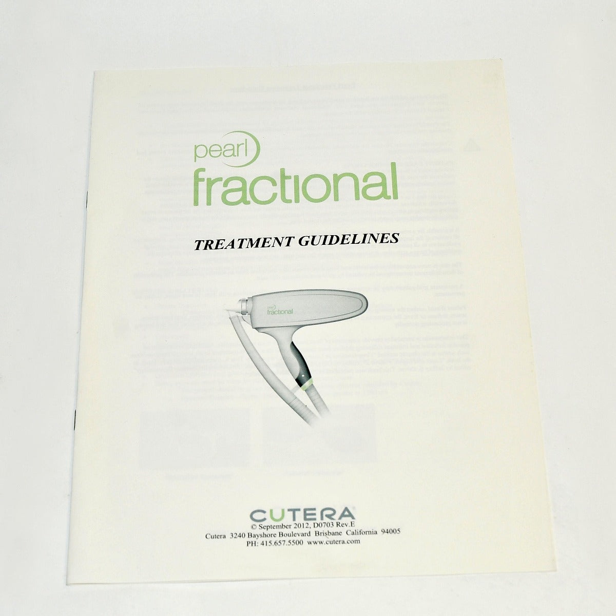 Cutera Laser Pearl Fractional Treatment Guidelines Operator User Guide D0703
