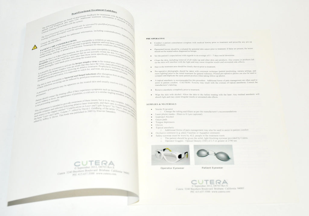 Cutera Laser Pearl Fractional Treatment Guidelines Operator User Guide D0703