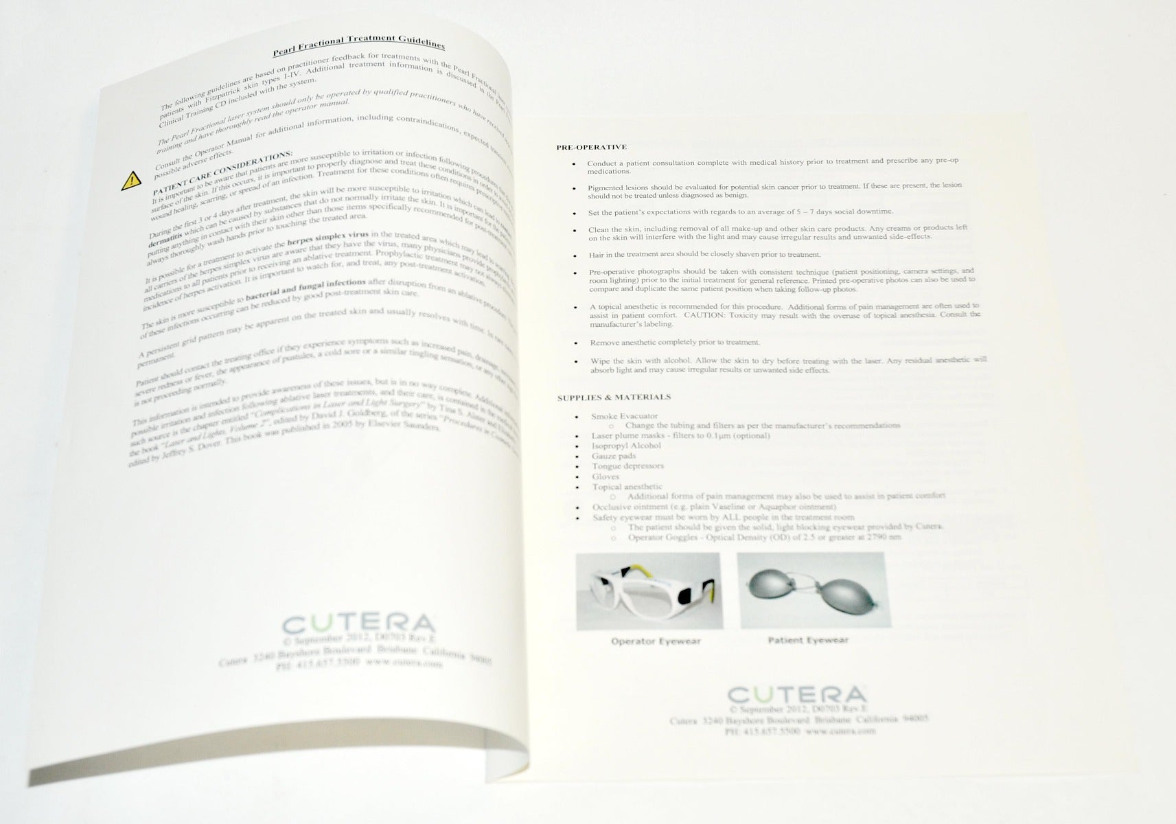 Cutera Laser Pearl Fractional Treatment Guidelines Operator User Guide D0703