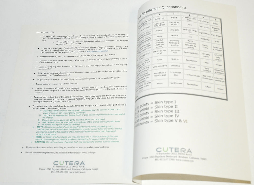Cutera Laser Pearl Fractional Treatment Guidelines Operator User Guide D0703