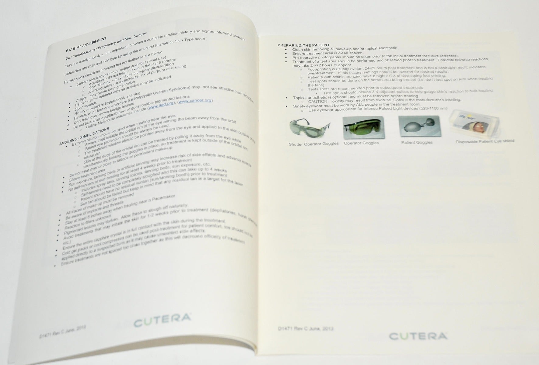 Cutera Laser Prowave LX Handpiece Treatment Guidelines User Operator Guide D1471
