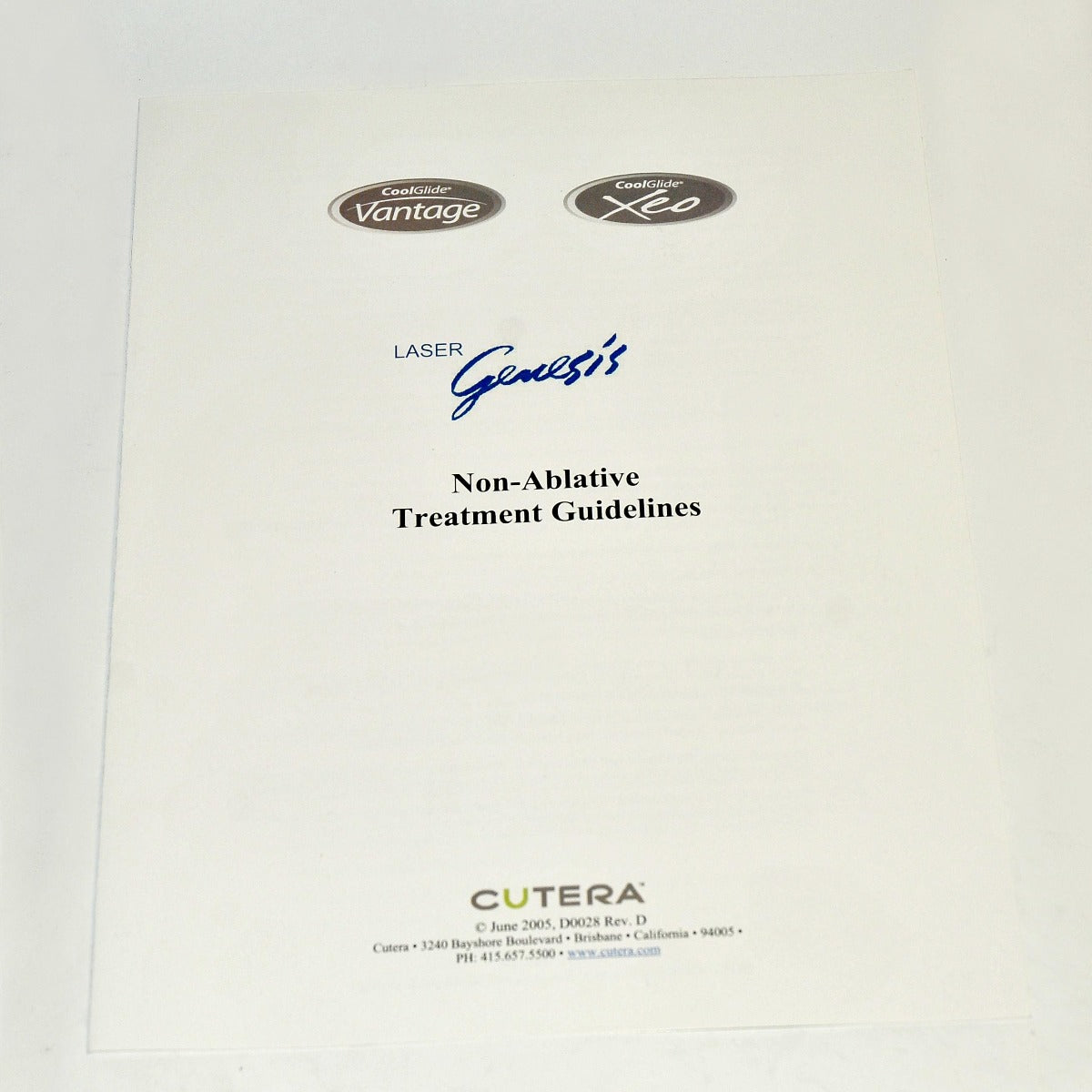 Cutera Laser Genesis CoolGlide Vantage Xeo Non-Ablative Treatment Guidelines