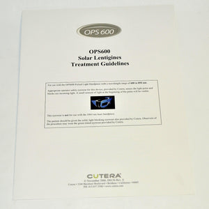 Cutera Laser OPS600 Handpiece Solar Lentigines Treatment Guideline Guide OPS 600