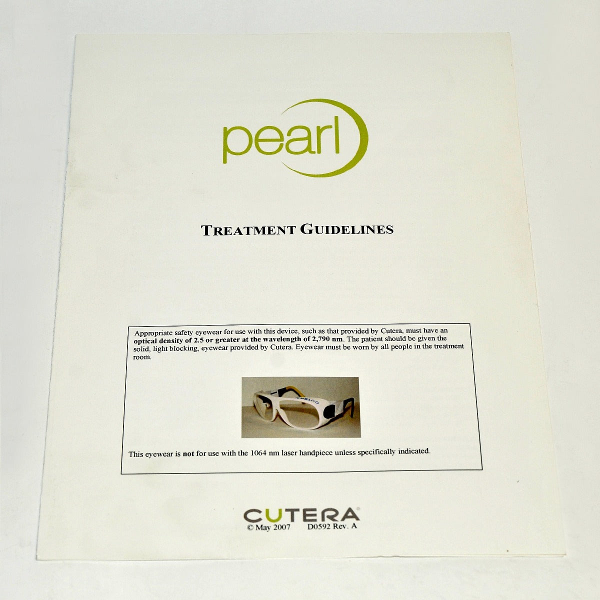 Cutera Laser Pearl Fractional Handpiece Treatment Guidelines D0592 User Guide