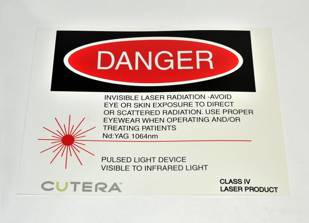 Cutera Laser DANGER SIGN Nd YAG 1064nm IPL Pulsed Light Warning Proper Eyewear