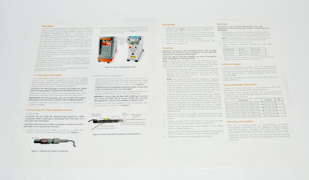 Cynosure SmartLipo ThermaGuide User QUICK REFERENCE GUIDE Thermal Sensing