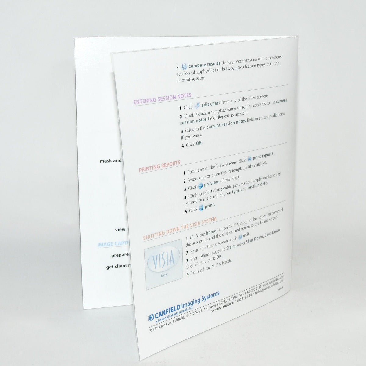 Canfield Scientific Imaging VISIA Quick Reference Guide Startup Shutdown Guide