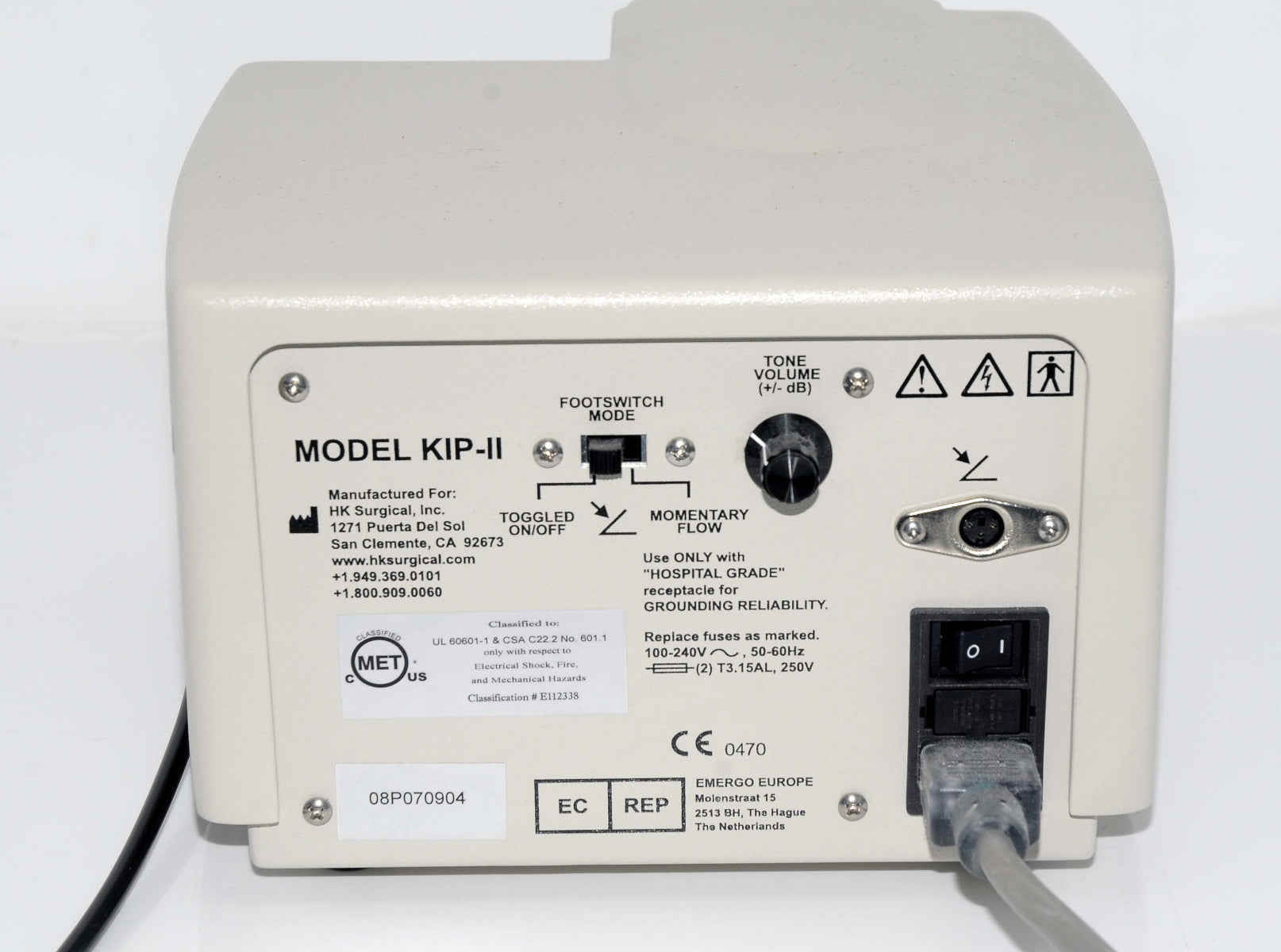 HK Surgical Klein Infiltration Pump II KIP-II System Tumescent Delivery